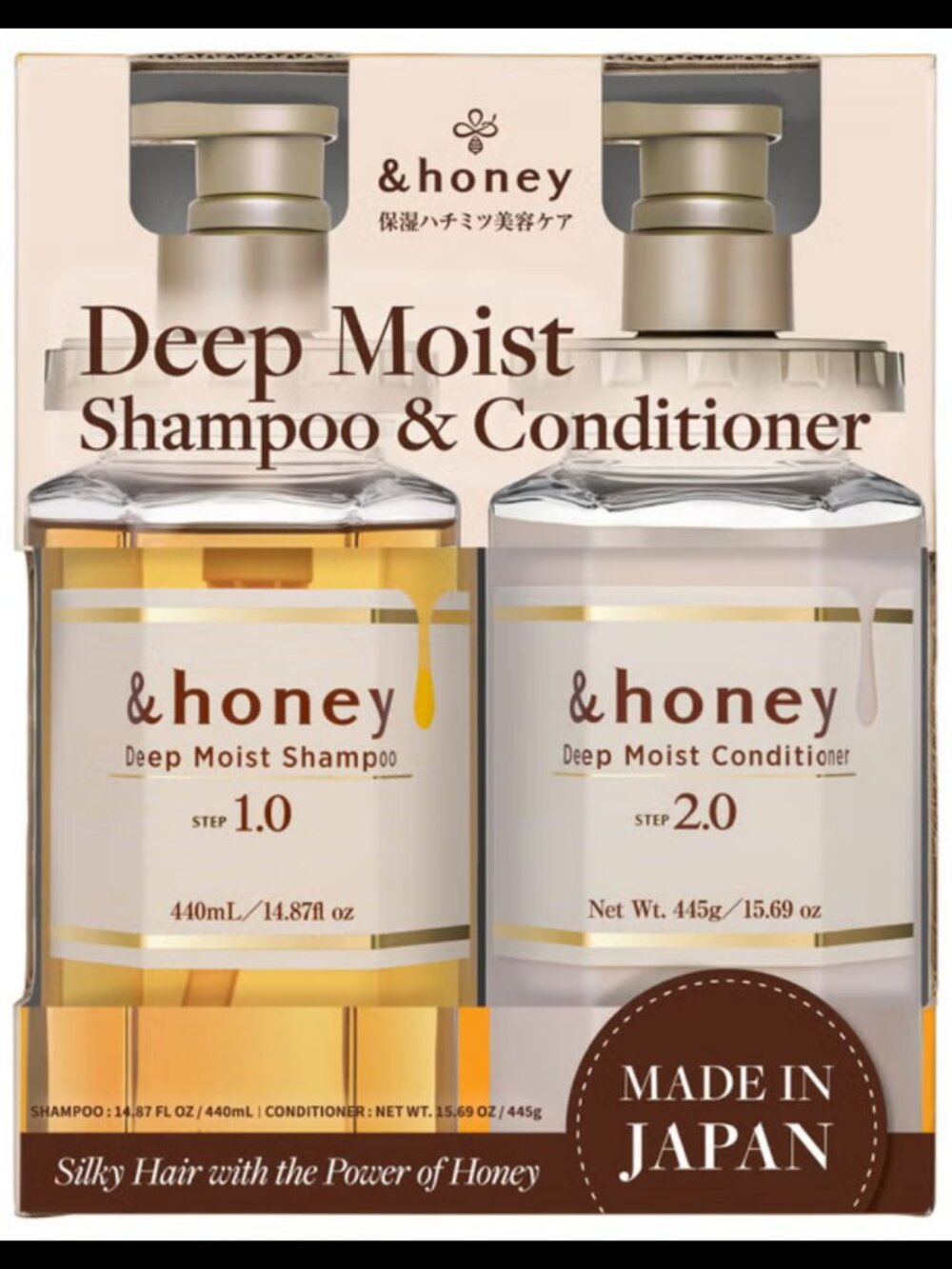 &honey Deep Moist Shampoo & Conditioner Set -Hydrating, Sulfate-Free, Color-Safe
